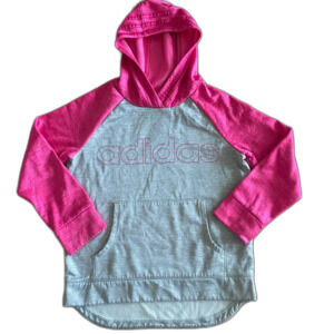 Adidas Pink & Gray Athletic Pullover Hoodie Girls' S (7/8)